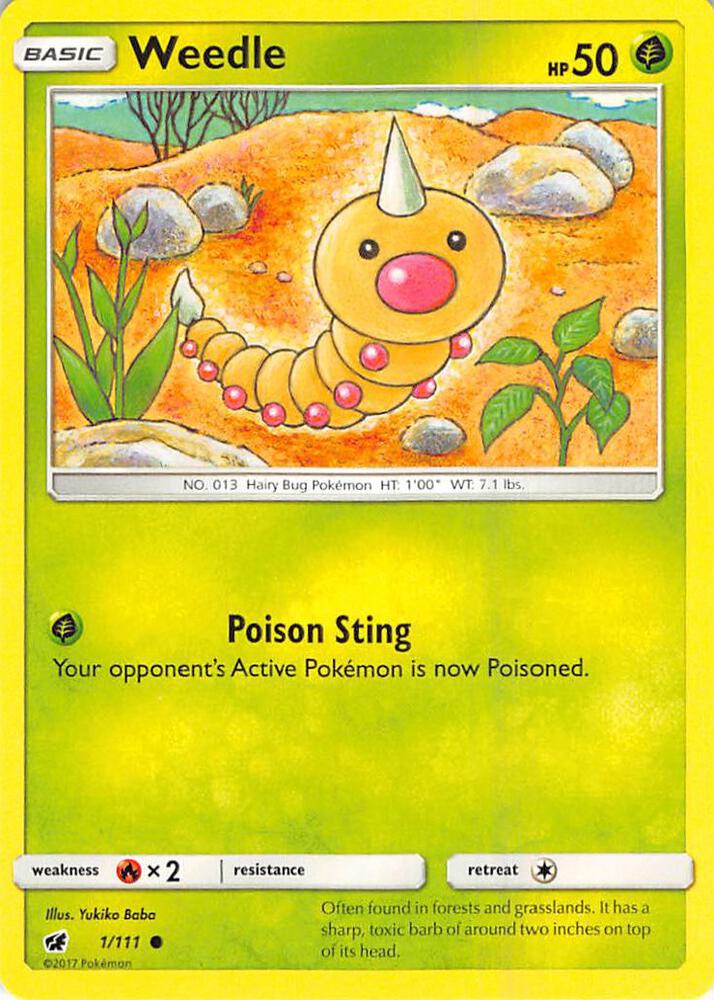 Weedle 1/111 card from SM - Crimson Invasion
