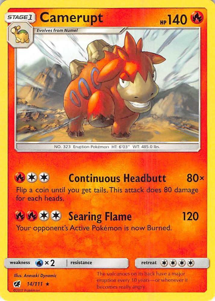 Camerupt 14/111 card from SM - Crimson Invasion