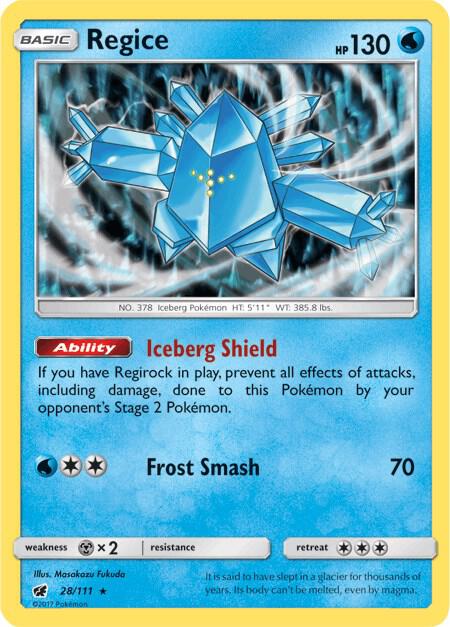Regice 28/111 card from SM - Crimson Invasion