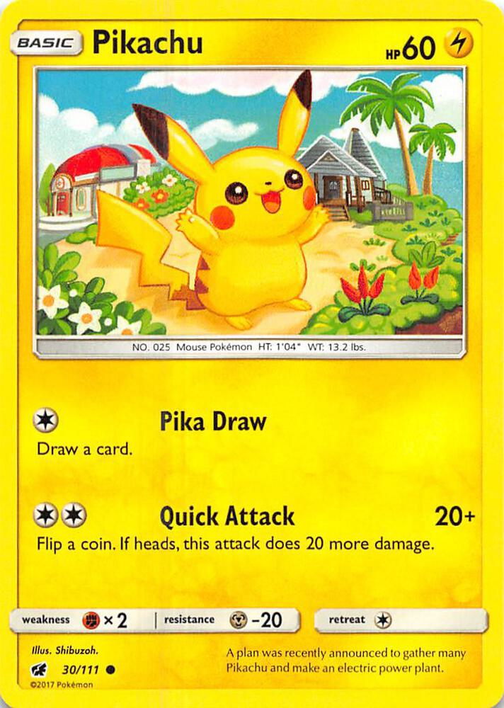 Pikachu 30/111 card from SM - Crimson Invasion