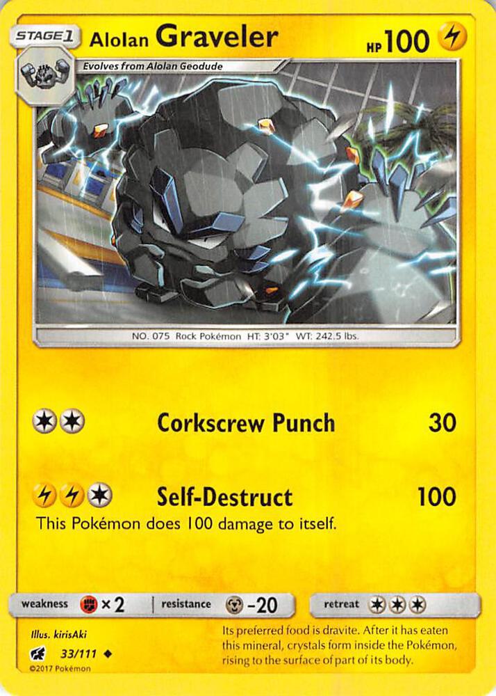 Alolan Graveler 33/111 card from SM - Crimson Invasion