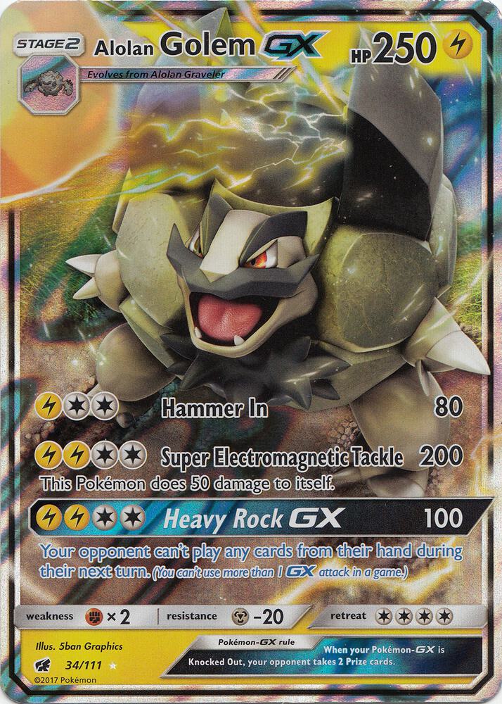 Alolan Golem GX 34/111 card from SM - Crimson Invasion