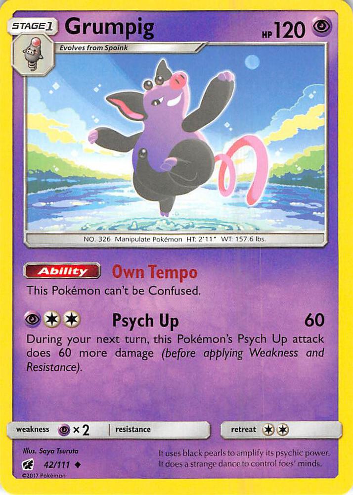 Grumpig 42/111 card from SM - Crimson Invasion