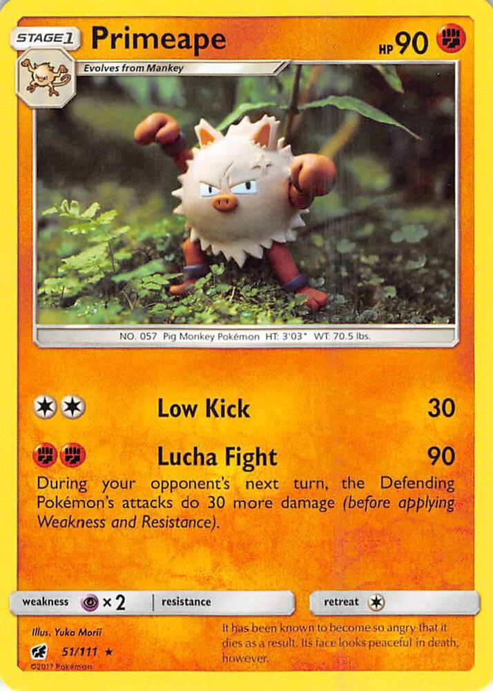 Primeape 51/111 card from SM - Crimson Invasion