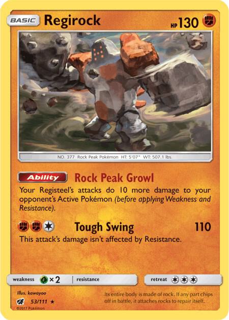 Regirock 53/111 card from SM - Crimson Invasion