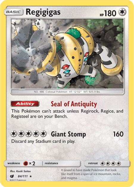 Regigigas 84/111 card from SM - Crimson Invasion