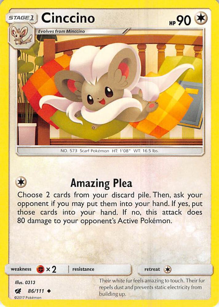 Cinccino 86/111 card from SM - Crimson Invasion