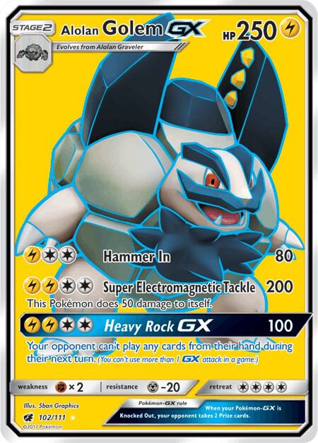 Alolan Golem GX (Full Art) 102/111 card from SM - Crimson Invasion