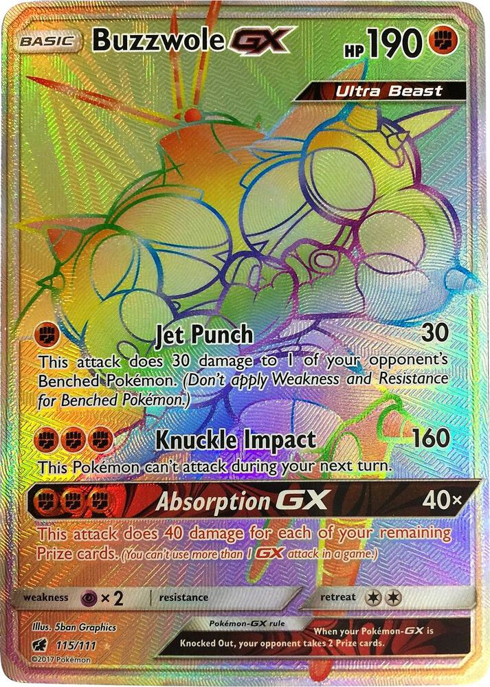 Buzzwole GX (Secret) 115/111 card from SM - Crimson Invasion