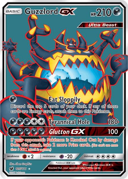 Guzzlord GX (Full Art) 105/111 card from SM - Crimson Invasion