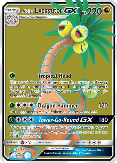Alolan Exeggutor GX (Full Art) 107/111 card from SM - Crimson Invasion
