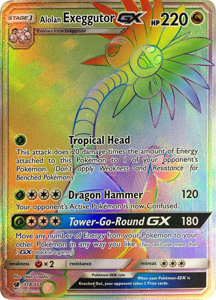 Alolan Exeggutor GX (Secret) 118/111 card from SM - Crimson Invasion