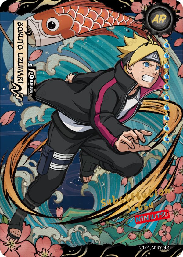 Boruto Uzumaki NRI01-AR-009L4 card from Earth Scroll Series 1