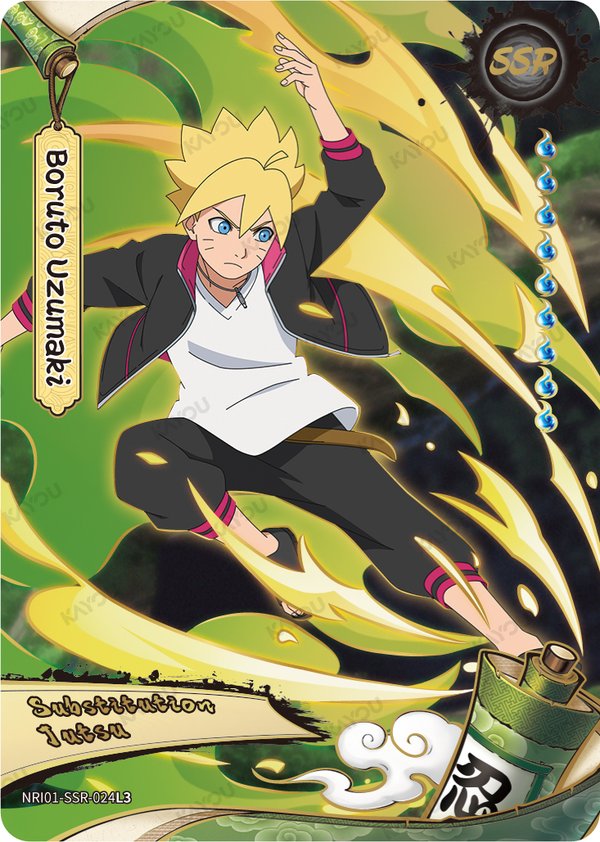 Boruto Uzumaki NRI01-SSR-024L3 card from Earth Scroll Series 1