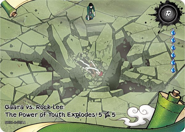 Gaara vs. Rock Lee: The Power of Youth Explodes! 5/5 NRI01-R-009L1 card from Earth Scroll Series 1