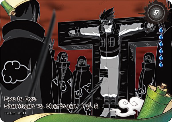 Eye to Eye: Sharingan vs. Sharingan! 1/2 NREA02-R-001L1 card from Earth Scroll Series 2