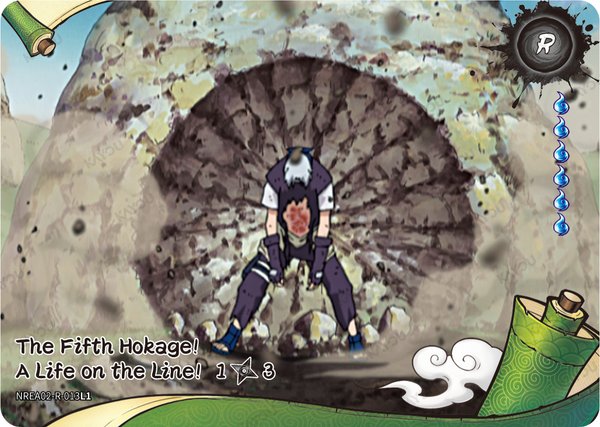 The Fifth Hokage! A Life on the Line! 1/3 NREA02-R-013L1 card from Earth Scroll Series 2