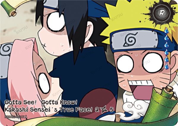 Gotta See! Gotta Know! Kakashi Sensei’s True Face! 2/5 NREA02-R-017L1 card from Earth Scroll Series 2