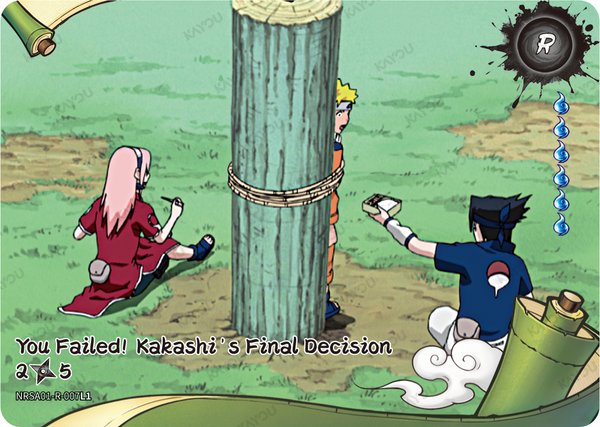 You Failed! Kakashi's Final Decision 2/5 NRSA01-R-007L1 card from Heaven Scroll Series 1