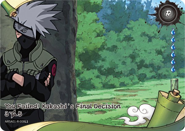 You Failed! Kakashi's Final Decision 3/5 NRSA01-R-008L1 card from Heaven Scroll Series 1