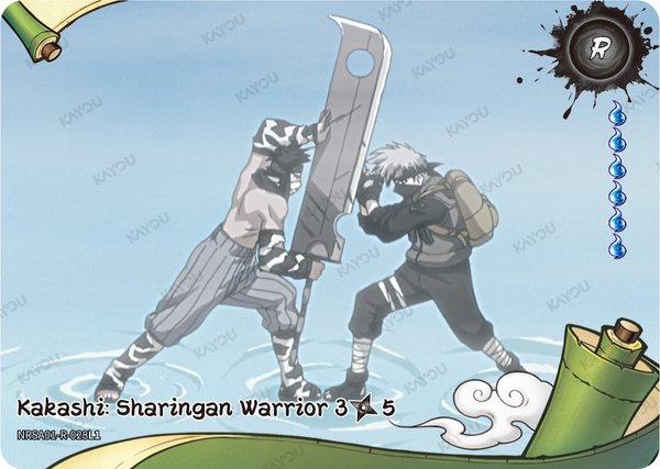 Kakashi: Sharingan Warrior 3/5 NRSA01-R-028L1 card from Heaven Scroll Series 1
