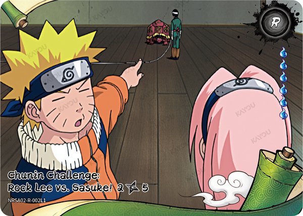 Chunin Challenge: Rock Lee vs. Sasuke! 2/5 NRSA02-R-002L1 card from Chapter Jin Series 2