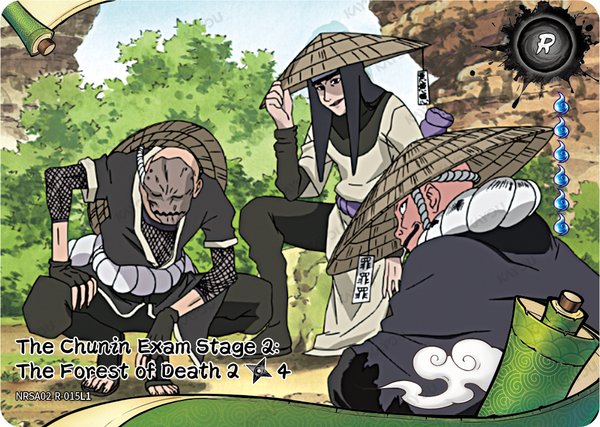 The Chunin Exam Stage 2: The Forest of Death 2/4 NRSA02-R-015L1 card from Chapter Jin Series 2