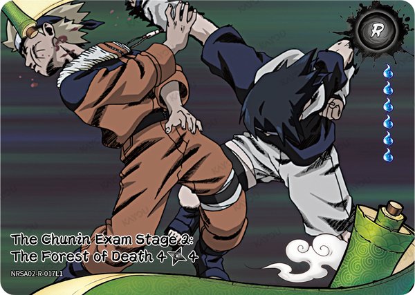 The Chunin Exam Stage 2: The Forest of Death 4/4 NRSA02-R-017L1 card from Chapter Jin Series 2