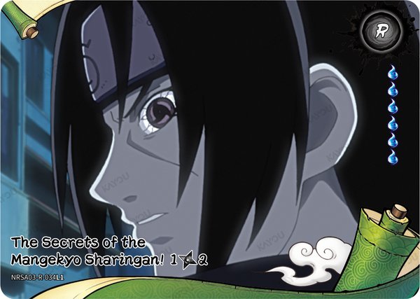 The Secrets of the Mangekyo Sharingan! 1/2 NRSA03-R-034L1 card from Chapter Jin Series 3