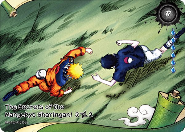 The Secrets of the Mangekyo Sharingan! 2/2 NRSA03-R-035L1 card from Chapter Jin Series 3