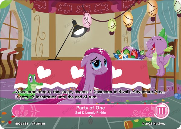 Party of One -- Sad & Lonely Pinkie BP01-C35 card from Fantasy Wonderland Booster Pack