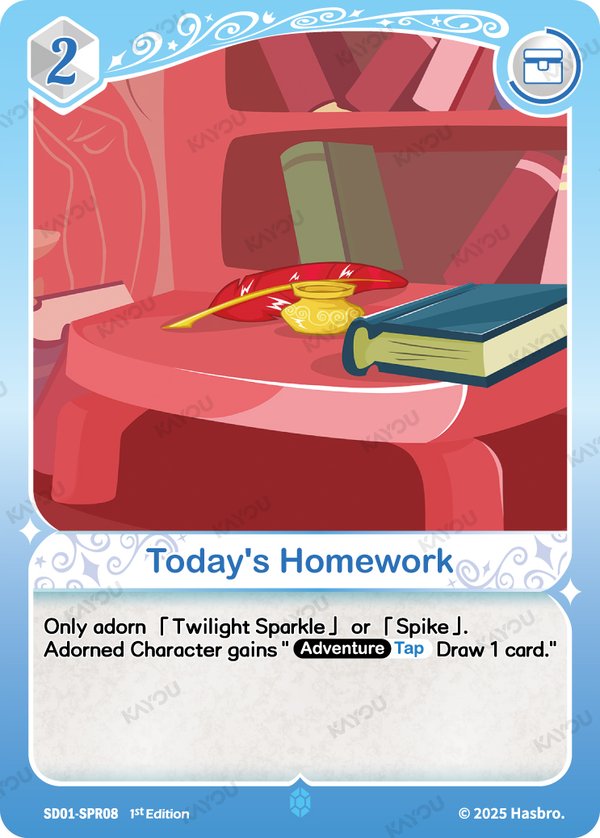 Today's Homework SD01-SPR08 card from Friendships Begin Bonus Pack