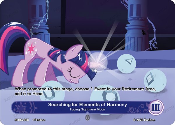 Searching for Elements of Harmony -- Facing Nightmare Moon SD01A-C08 card from Friendships Begin: Twilight Sparkle
