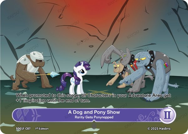 A Dog and Pony Show -- Rarity Gets Ponynapped SD01F-C07 card from Friendships Begin: Rarity