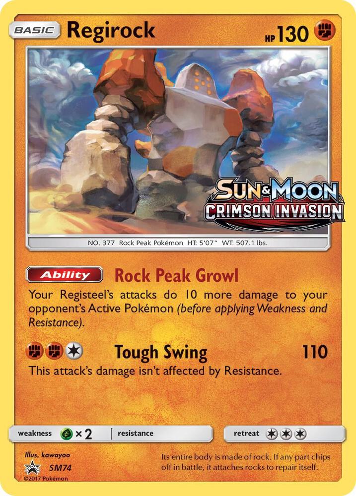 Regirock (Prerelease) SM74 card from SM Promos