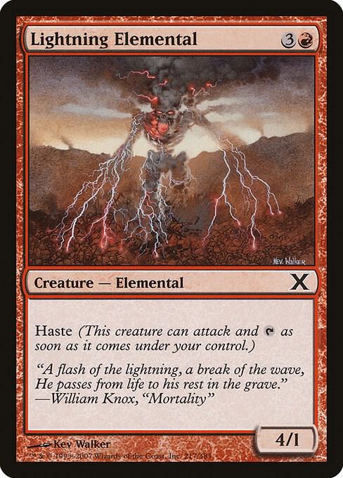 Lightning Elemental 217 card from 10th Edition