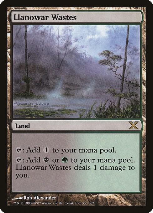 Llanowar Wastes 355 card from 10th Edition