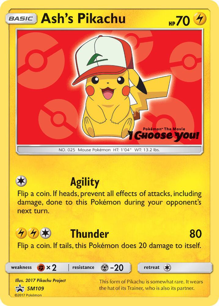 Ash's Pikachu SM109 card from SM Promos