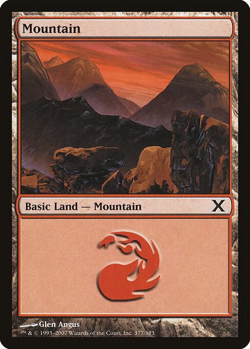 Mountain 377 card from 10th Edition