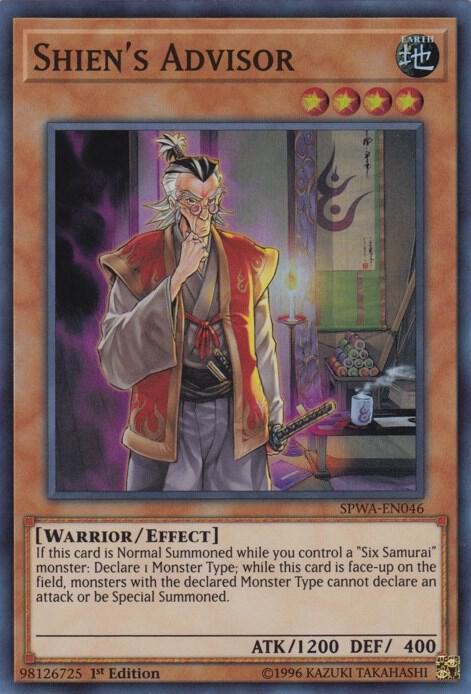 Shien's Advisor SPWA-EN046 card from Spirit Warriors