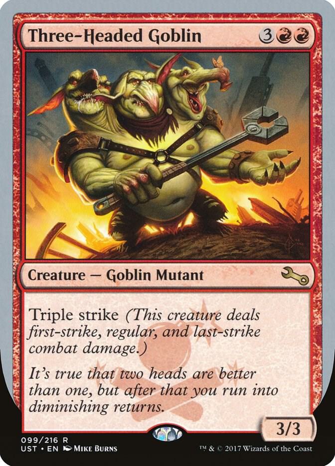 Three-Headed Goblin 99 card from Unstable