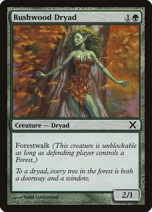 Rushwood Dryad 294 card from 10th Edition
