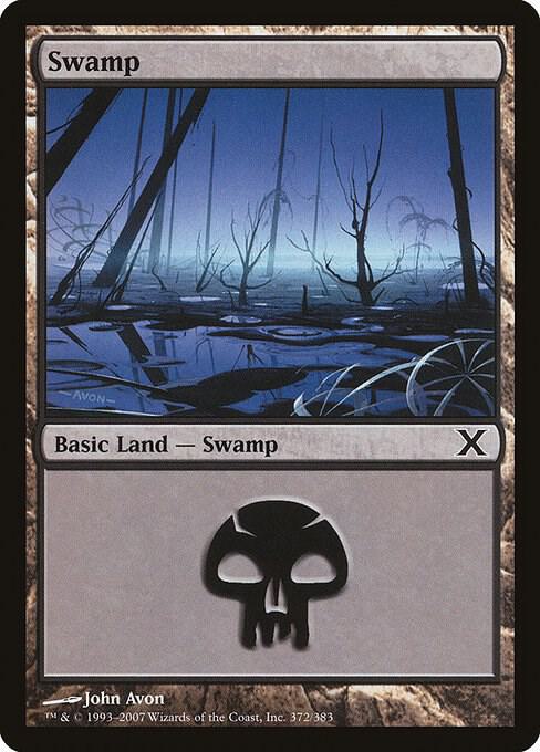 Swamp 372 card from 10th Edition