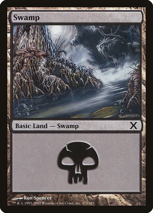Swamp 373 card from 10th Edition