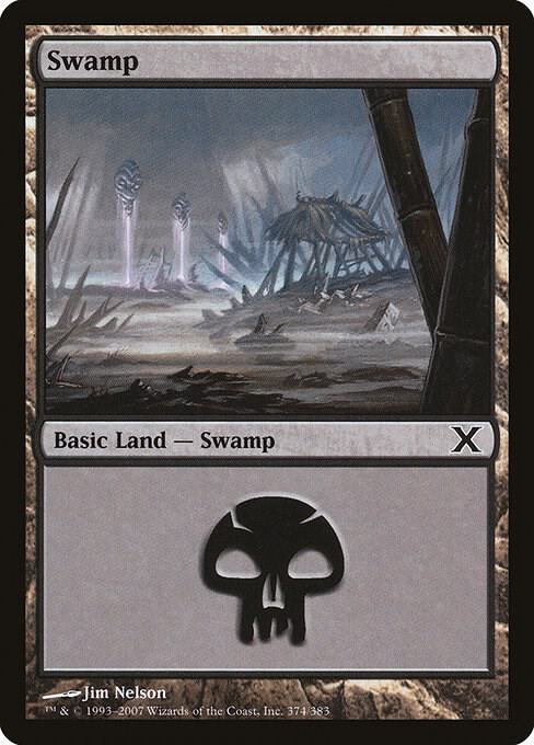Swamp 374 card from 10th Edition