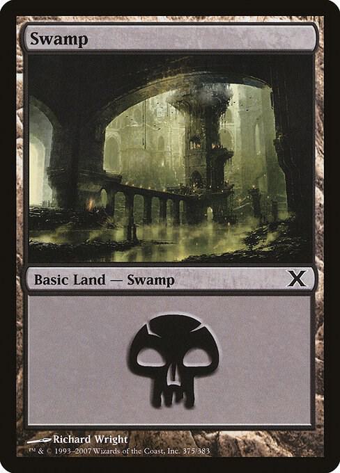 Swamp 375 card from 10th Edition
