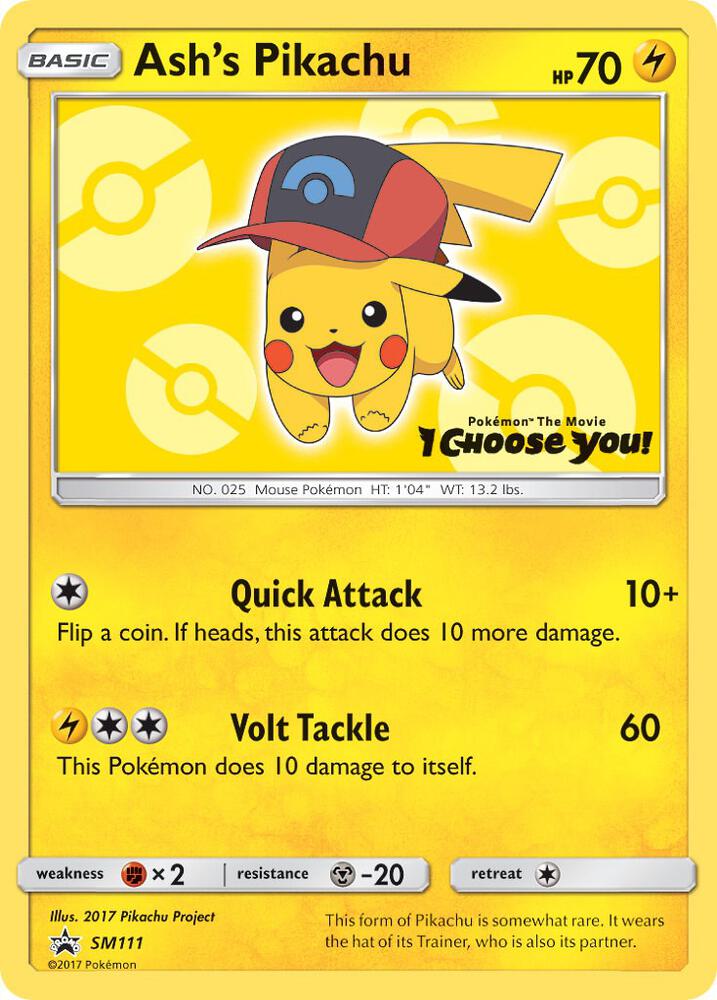 Ash's Pikachu SM111 card from SM Promos