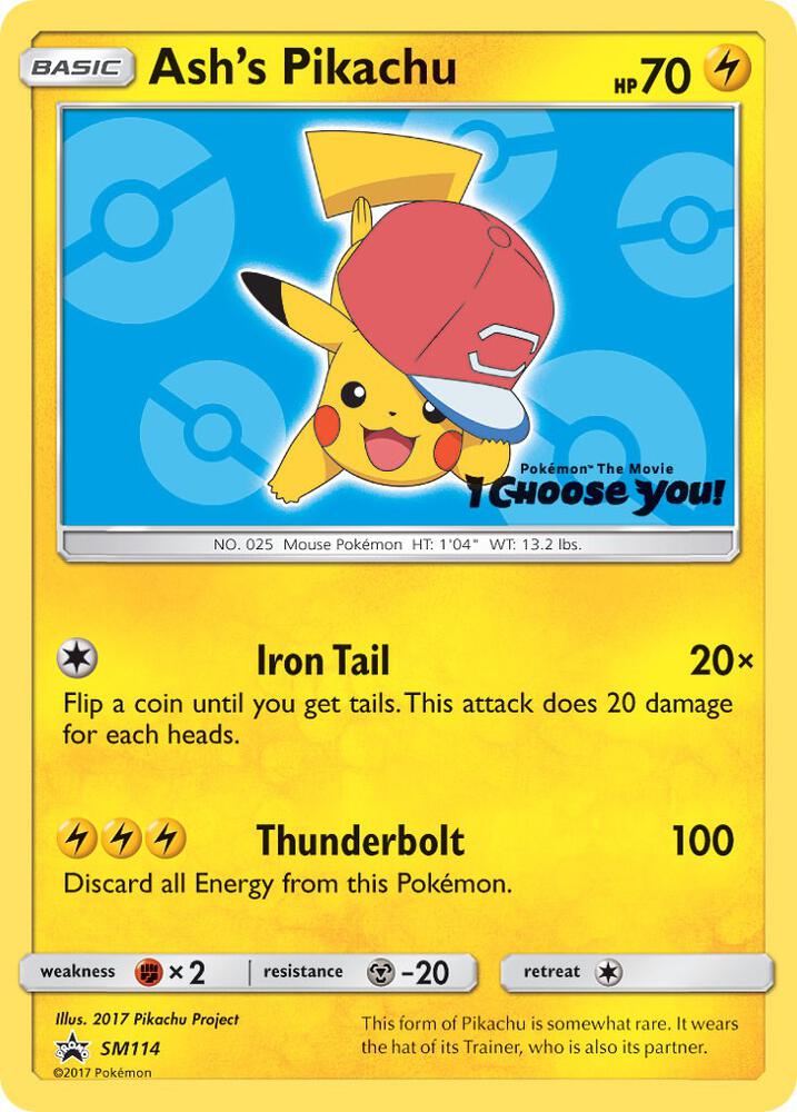Ash's Pikachu SM114 card from SM Promos