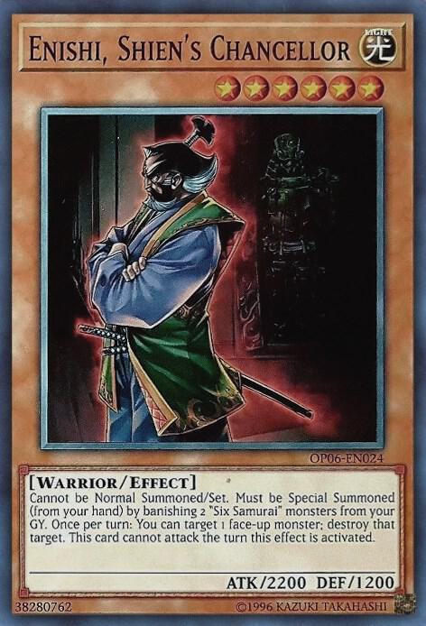 Enishi, Shien's Chancellor OP06-EN024 card from OTS Tournament Pack 6