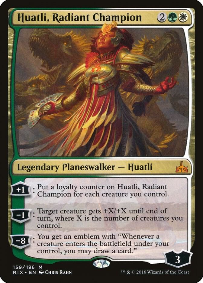 Huatli, Radiant Champion 159 card from Rivals of Ixalan